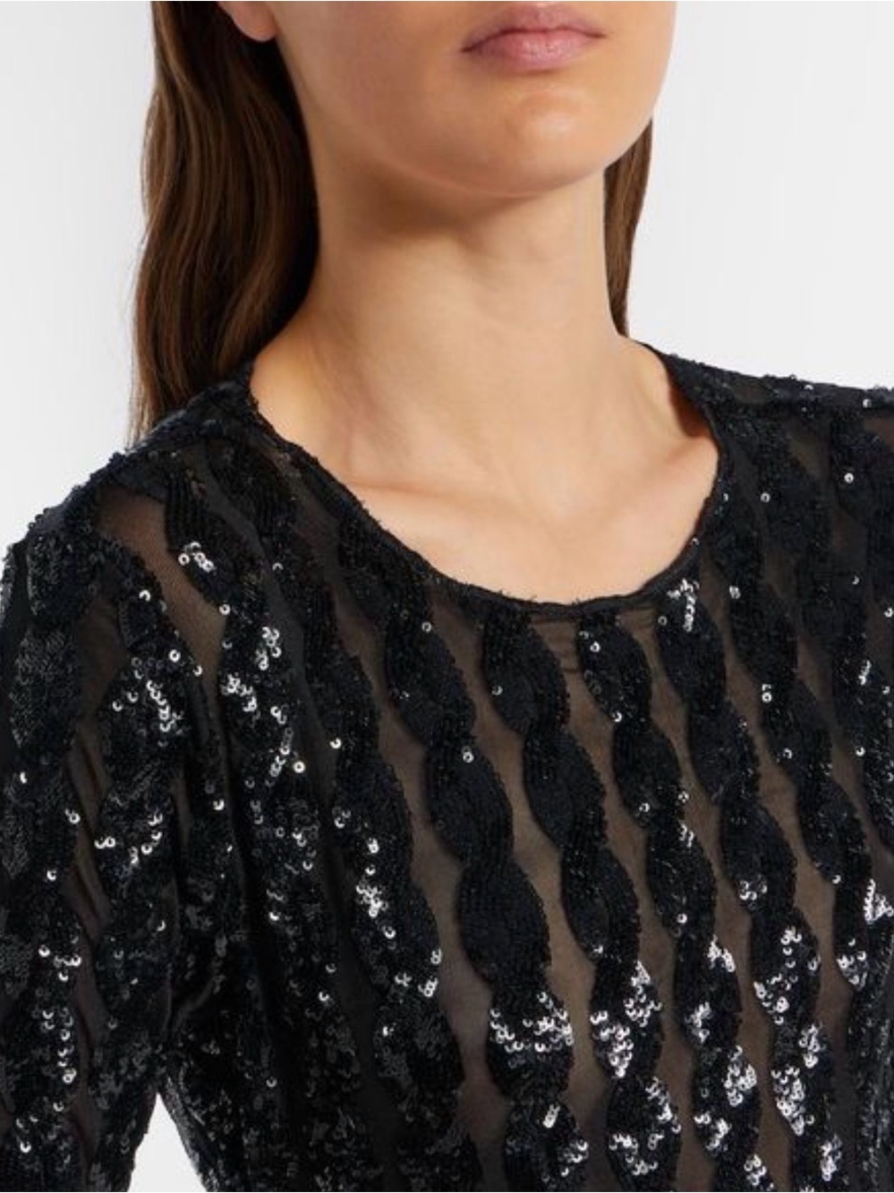Polo Ralph Lauren Cable Sequin Long Sleeve Bodysuit black size XL - Picture 3 of 13
